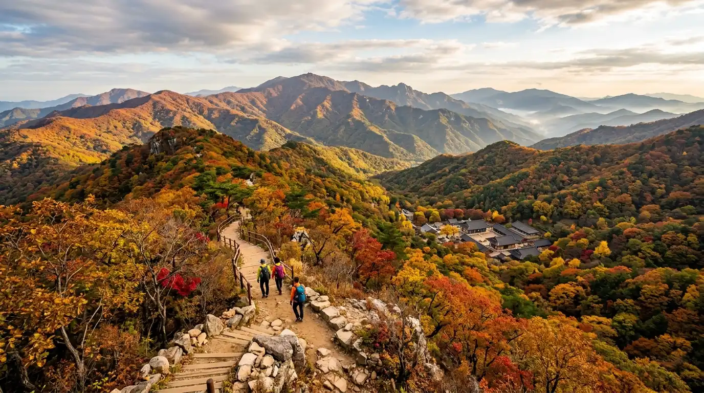 지리산의 봉우리 단풍